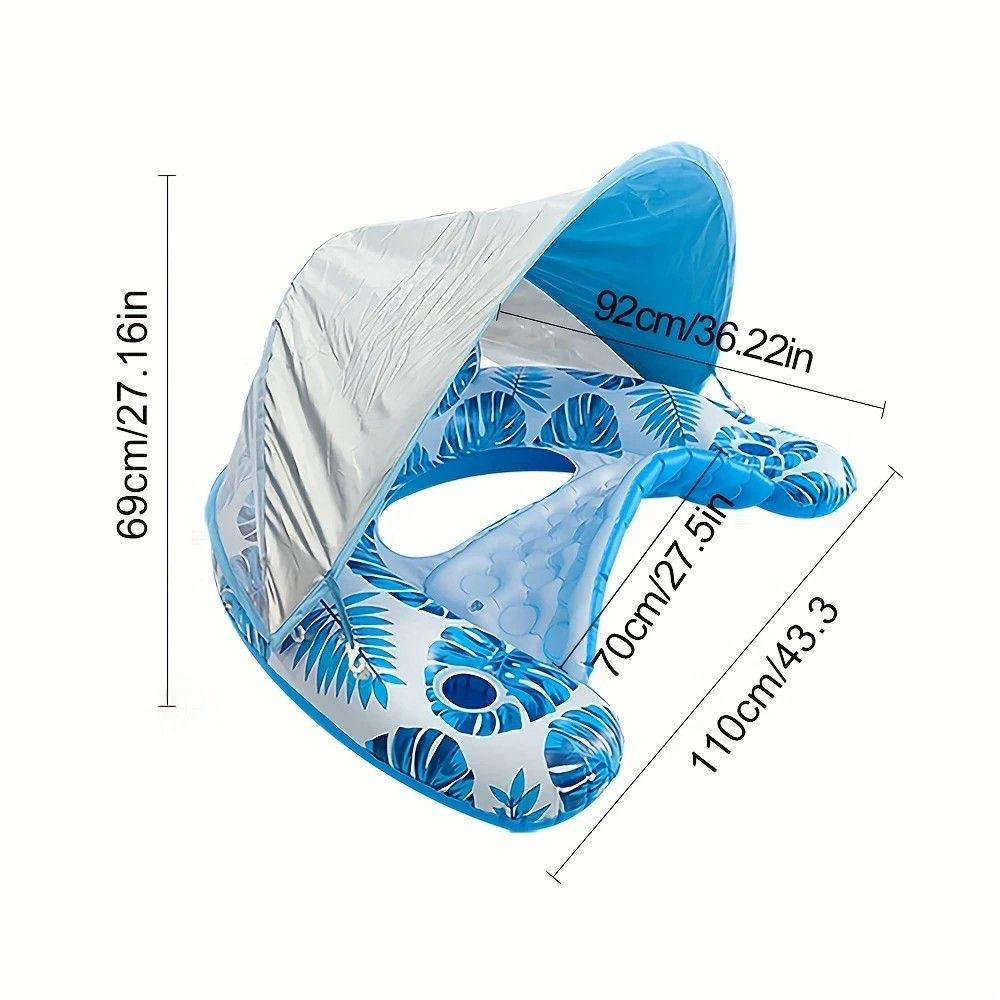 Adult Pool Floating Bed with Canopy: Upgraded Large Space, Adjustable Shade, Ergonomic Headrest, Dual Cup Holders, Portable and Comfortable.BLUE - Image 5