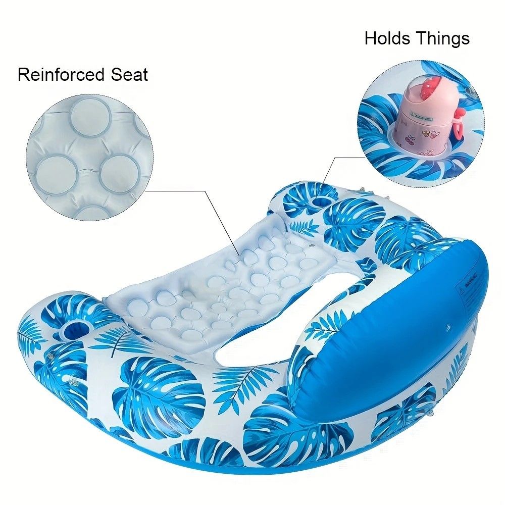 Adult Pool Floating Bed with Canopy: Upgraded Large Space, Adjustable Shade, Ergonomic Headrest, Dual Cup Holders, Portable and Comfortable.BLUE - Image 6