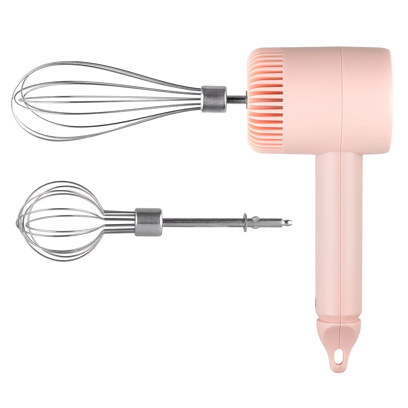Pink  Wireless charging handheld mixer, 30W with three-speed settings. Dual whisk heads designed for whipping eggs, cream, and batter. Suitable for both kitchen and outdoor use, also an ideal gift. - Image 1
