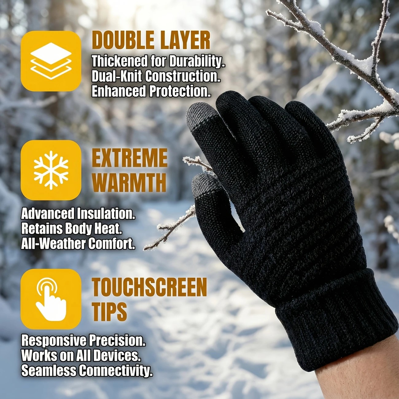 Unisex Winter Gloves - Thermal, Thickened, Waterproof, Windproof, Touchscreen Compatible - Image 2