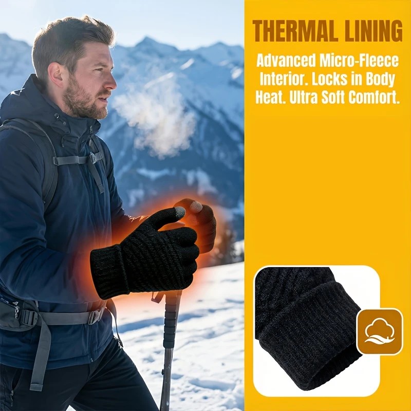 Unisex Winter Gloves - Thermal, Thickened, Waterproof, Windproof, Touchscreen Compatible - Image 3