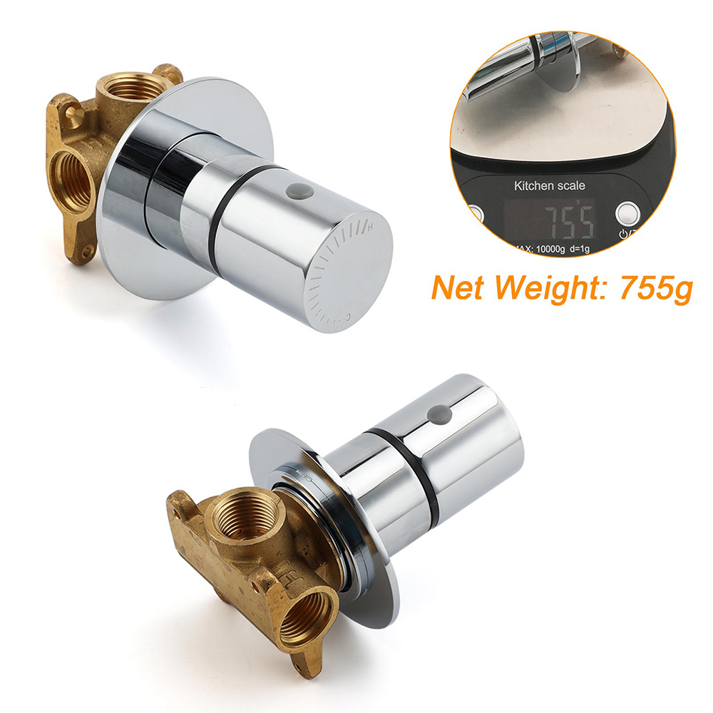 Chrome Bath Control Shower Mixer Brass Round Wall Mounted Hot Cold Water Valve - Image 3