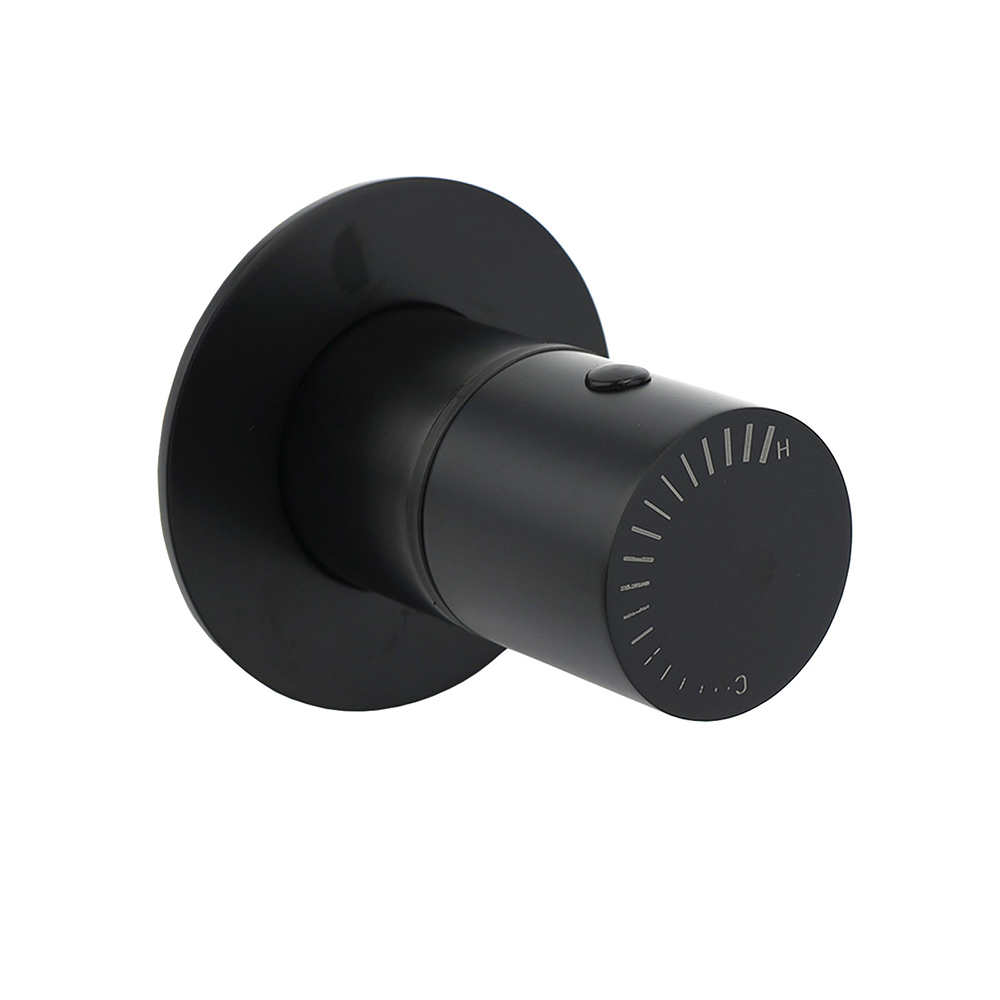 Watermark Matt Black Round Bath Shower Mixer Hot Cold Tap Valve Turn No Handle - Image 1