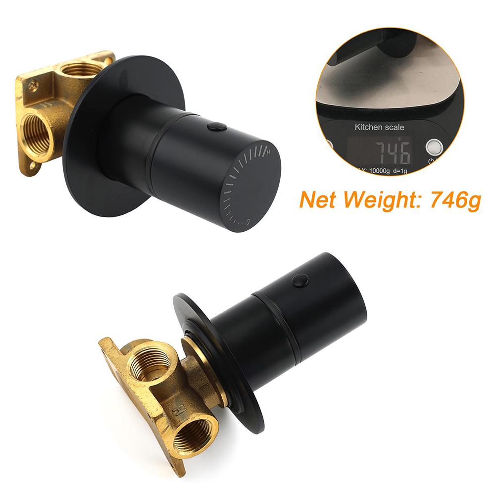 Watermark Matt Black Round Bath Shower Mixer Hot Cold Tap Valve Turn No Handle - Image 3