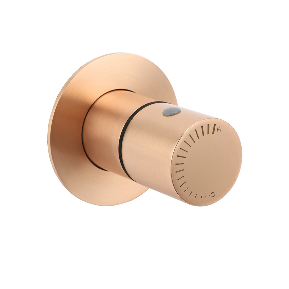 Watermark Round Shower Mixer Brass Hot Cold Water Tap Valve Brushed Rose Gold - Image 1