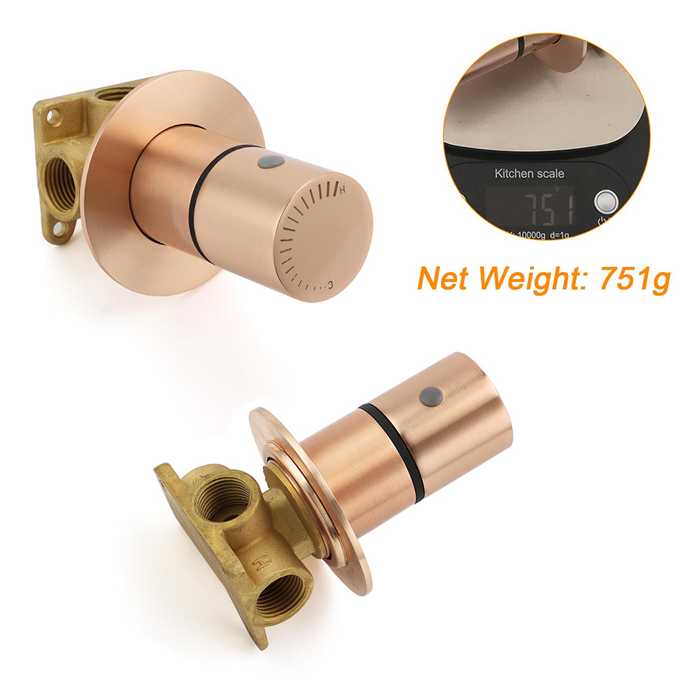 Watermark Round Shower Mixer Brass Hot Cold Water Tap Valve Brushed Rose Gold - Image 3
