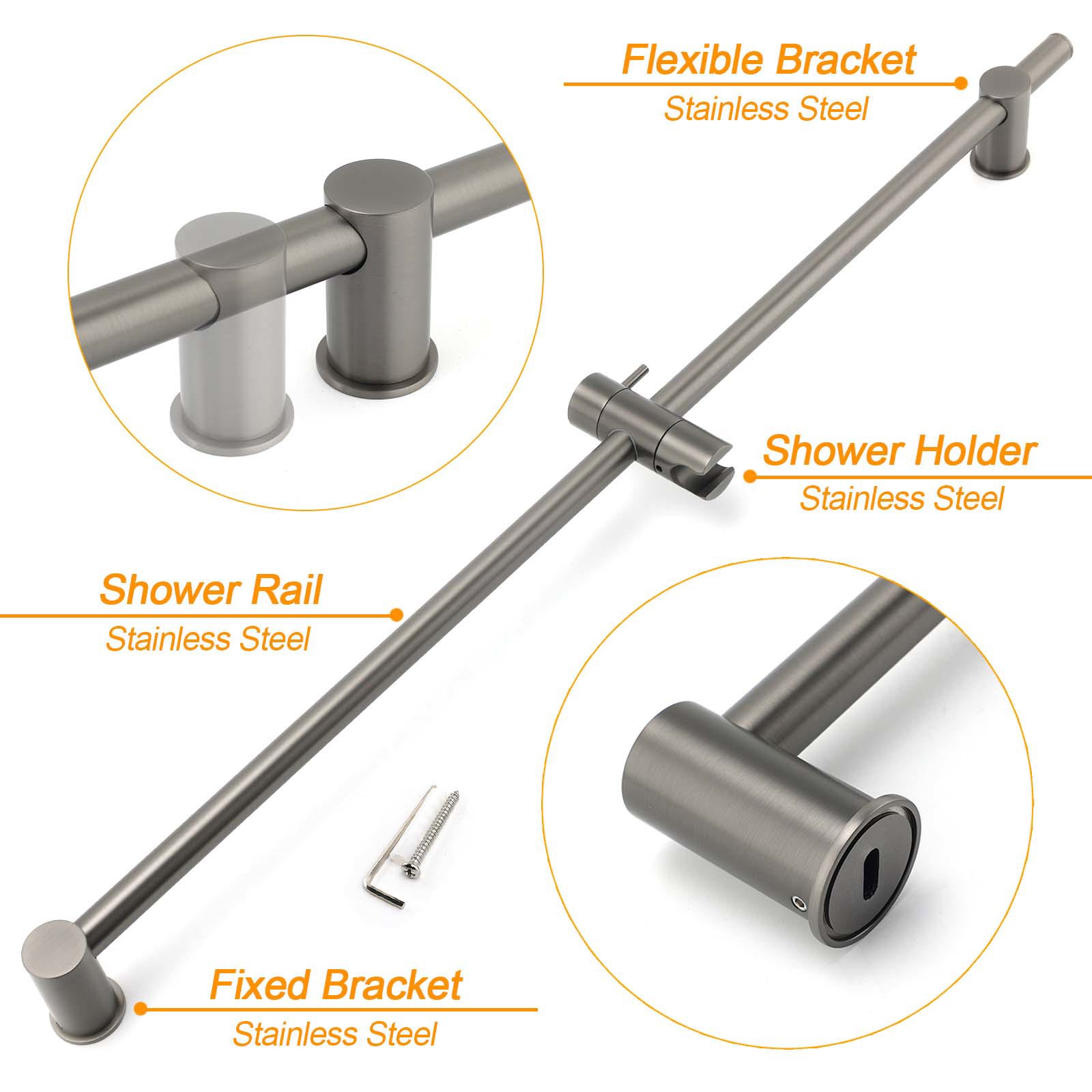Gun Metal Grey Brass 850mm Long Sliding Rail Bar Swivel Handheld Shower Holder Bracket - Image 3