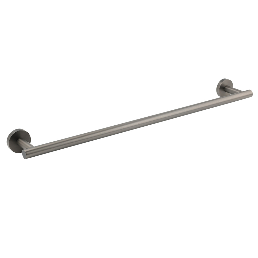 Gun Metal Stainless Steel 600mm Single Towel Rack Rail Holder Round Hanger Bar - Image 1