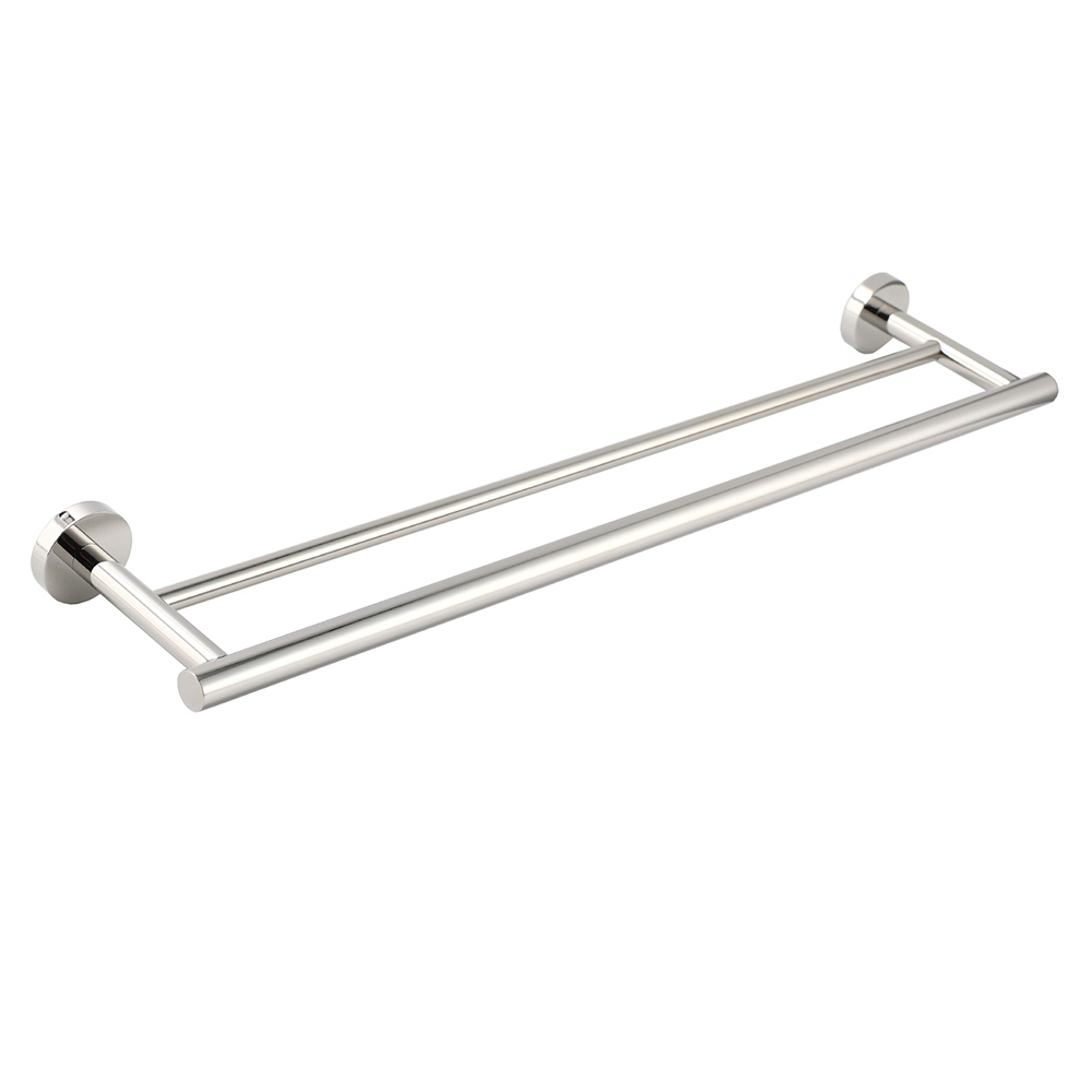 Polished Chrome 600mm Double Towel Rack Holder Stainless Steel Hanger Rail Kit - Image 1