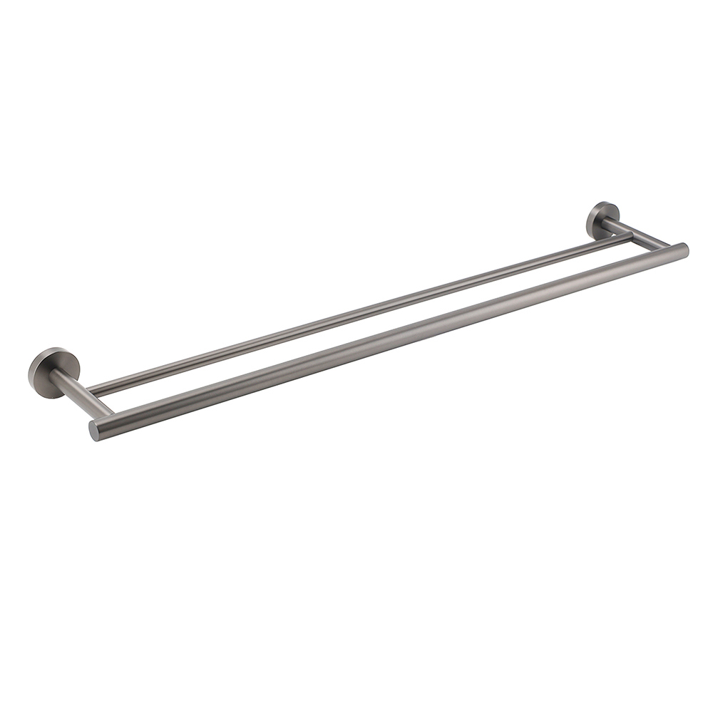 Gun Metal Stainless Steel 750mm Double Towel Rack Rail Holder Round Hanger Bar - Image 1