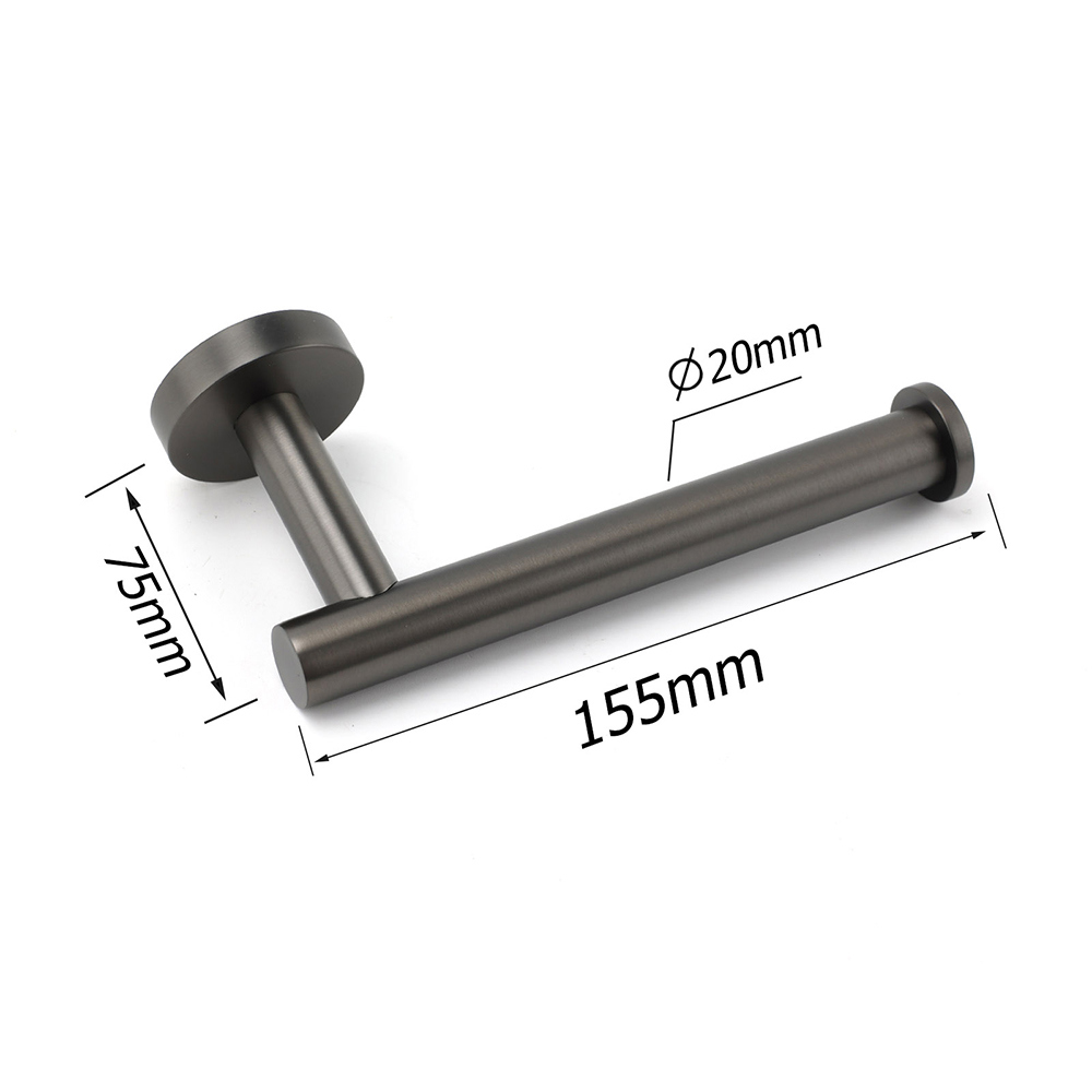 Gun Metal Round 304 Stainless Steel Toilet Paper Roll Tissue Holder Wall Mounted - Image 2