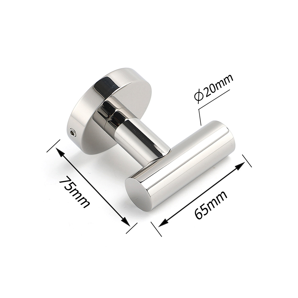 Chrome Round Robe Hook Hanger Organizer Bathroom Stainless Steel Accessory Kit - Image 2