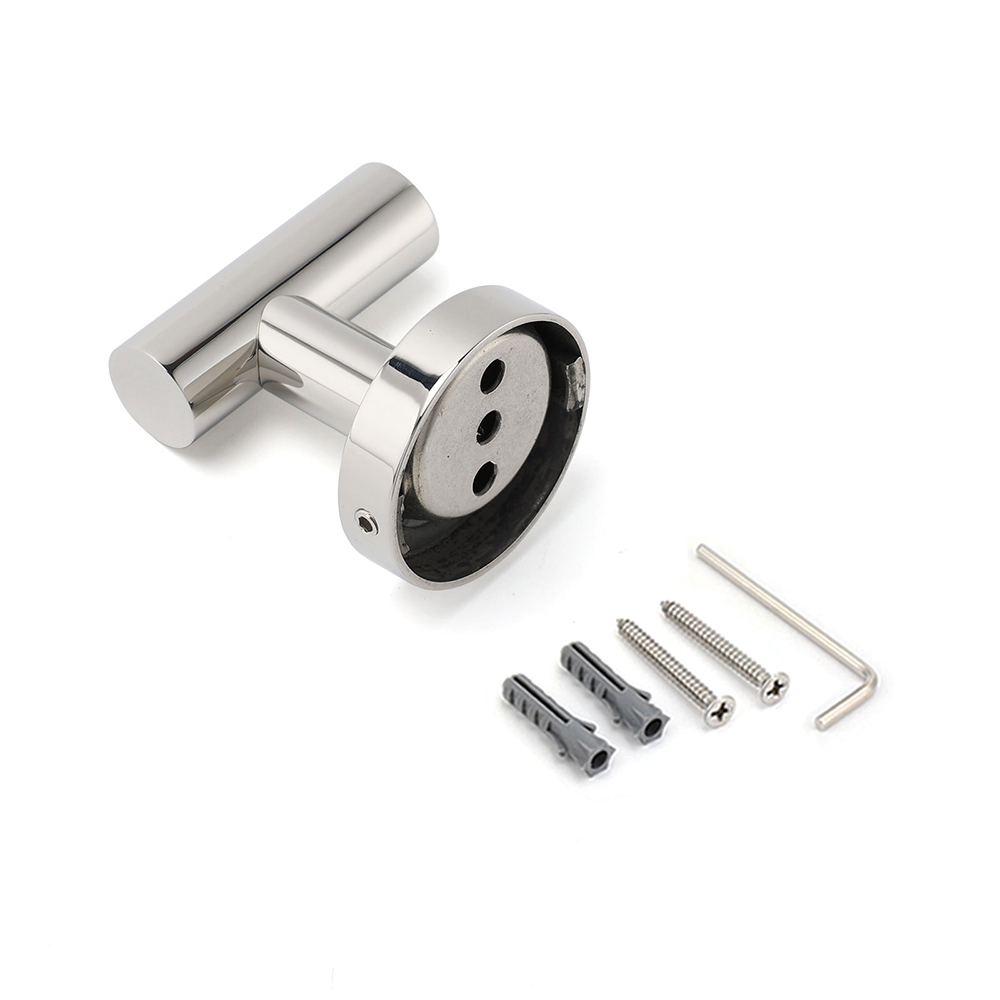 Chrome Round Robe Hook Hanger Organizer Bathroom Stainless Steel Accessory Kit - Image 3