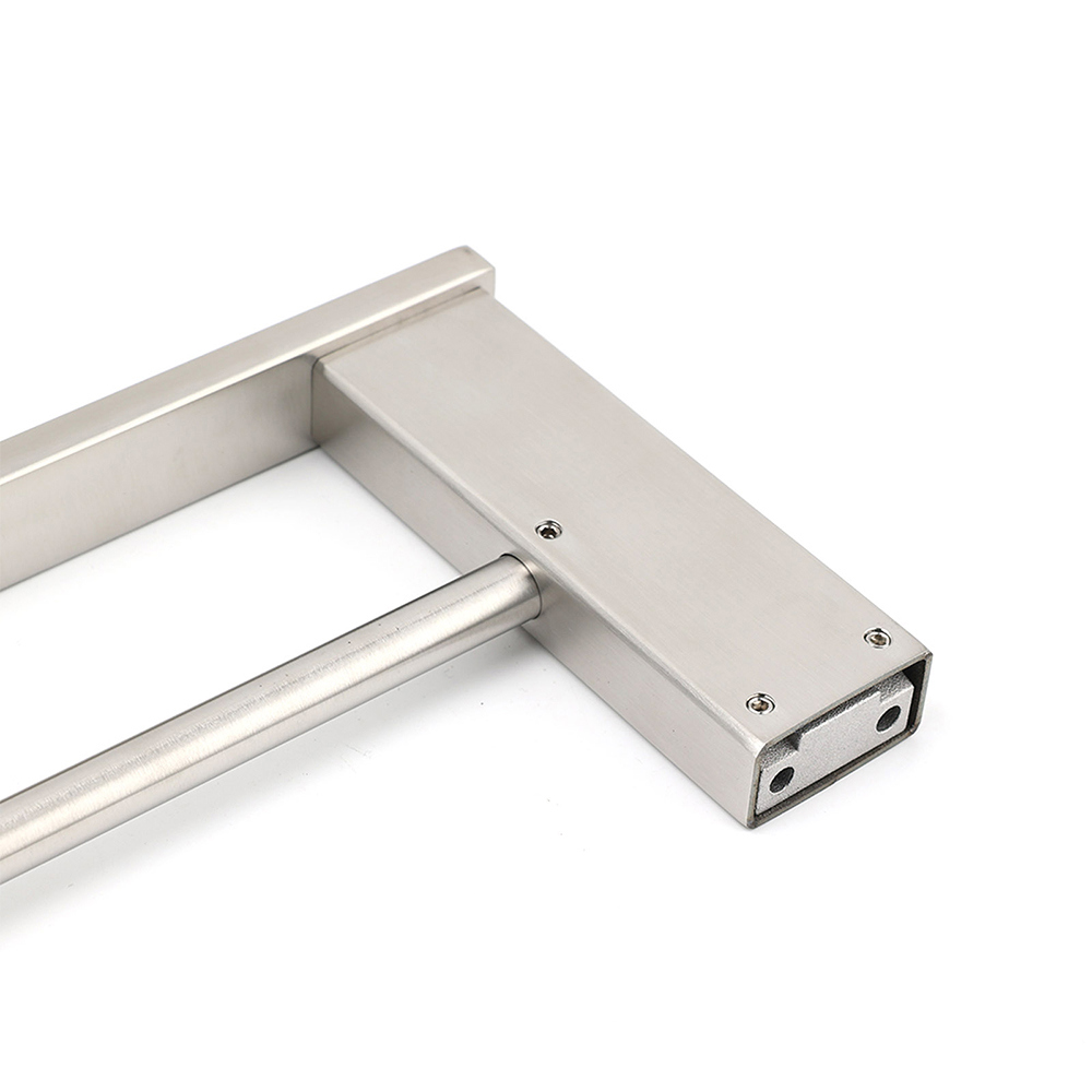 Brushed Nickel Square Towel Rail Rack 600mm Double Hanger Holder Bar Bathroom - Image 4