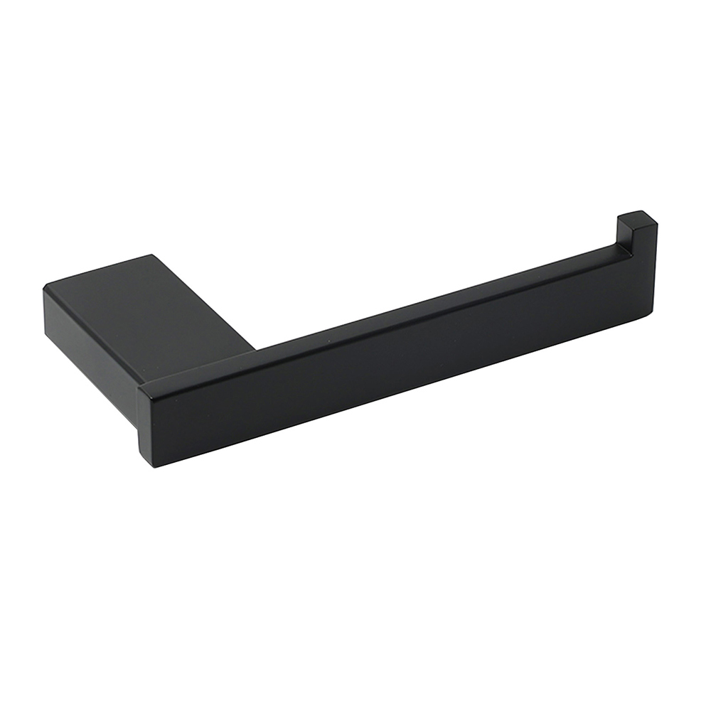 Matt Black Square Cubic Toilet Paper Roll Tissue Roll Holder Rack Wall Hook Kit - Image 1
