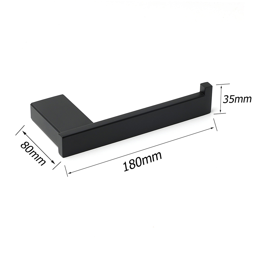 Matt Black Square Cubic Toilet Paper Roll Tissue Roll Holder Rack Wall Hook Kit - Image 2