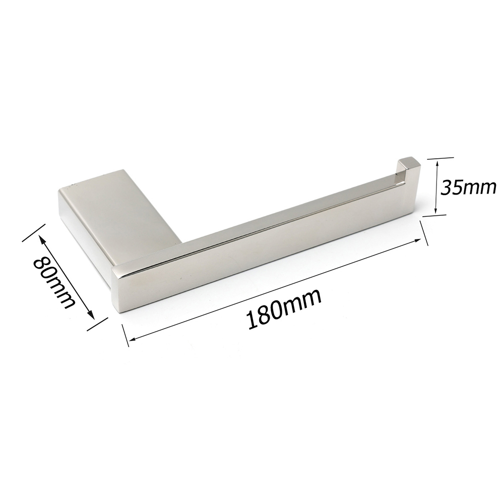 Polished Chrome Square Toilet Paper Roll Tissue Roll Holder Wall Mounted Hook - Image 2