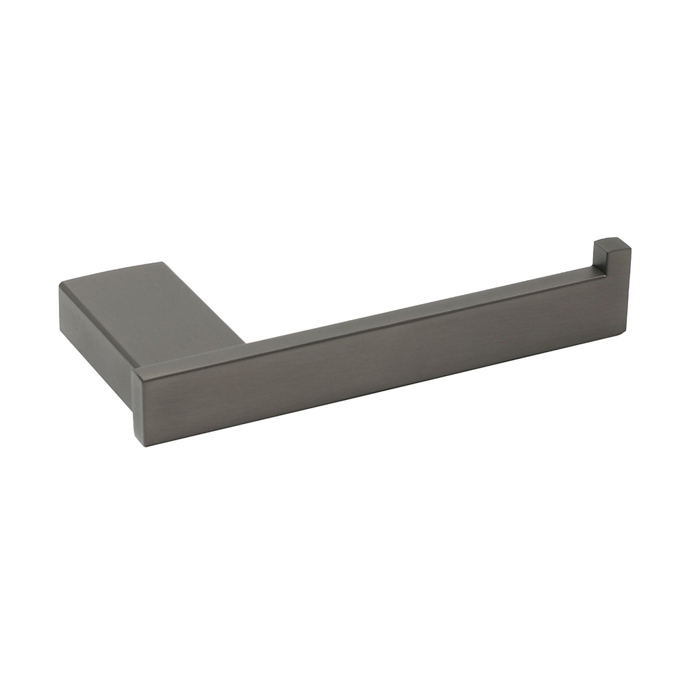 Gun Metal Square Toilet Paper Roll Tissue Roll Holder Hook Rack Wall Mounted Set - Image 1