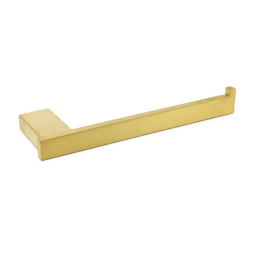 Brushed Gold Cubic Square Towel Holder Rack Clothes Hook Kit Bathroom Accessory - Image 1