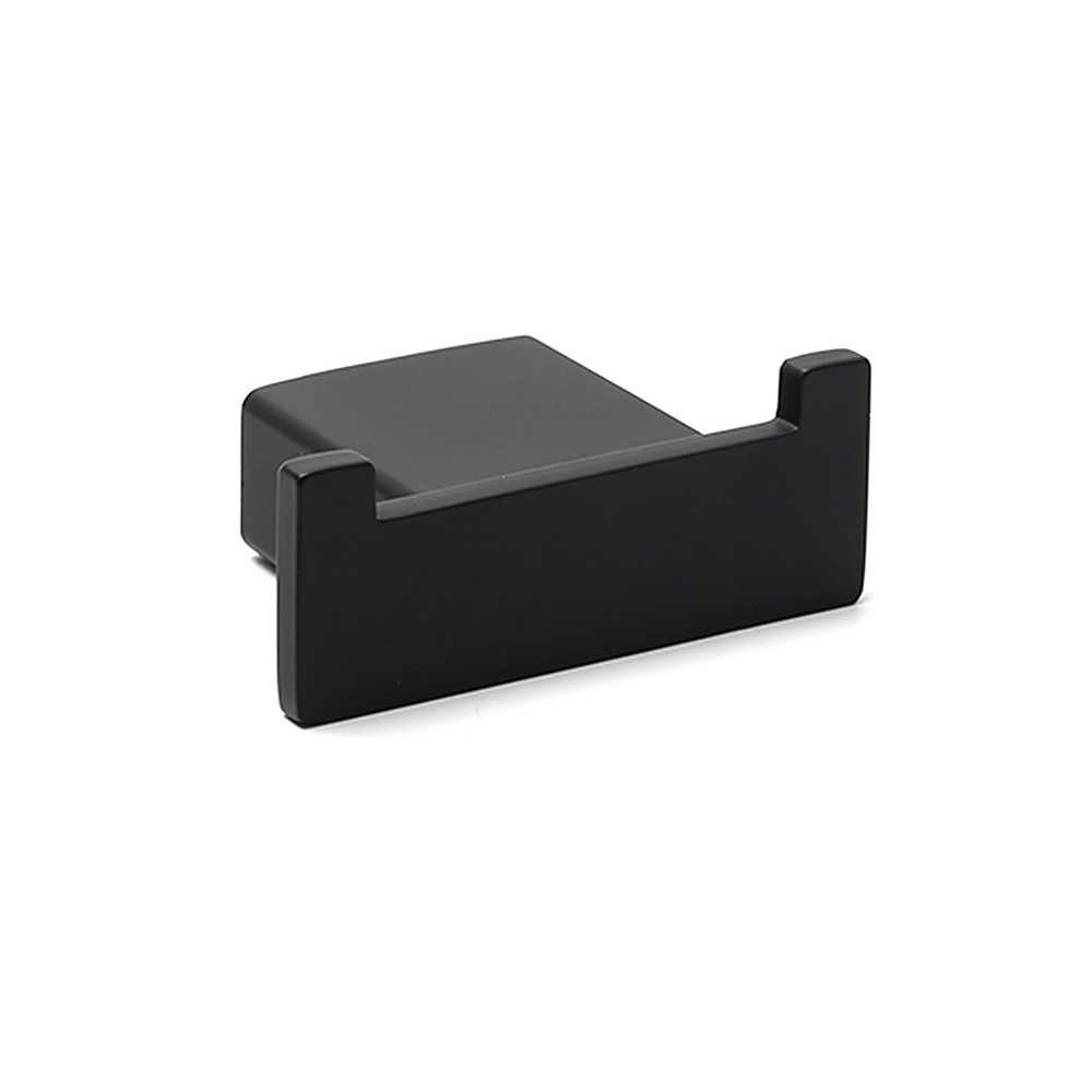 Matt Black Square Robe Hook Clothes Towel Holder Bathroom Wall Hanger Accessory - Image 1
