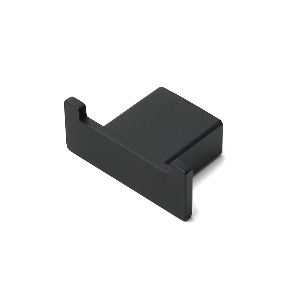Matt Black Square Robe Hook Clothes Towel Holder Bathroom Wall Hanger Accessory - Image 3