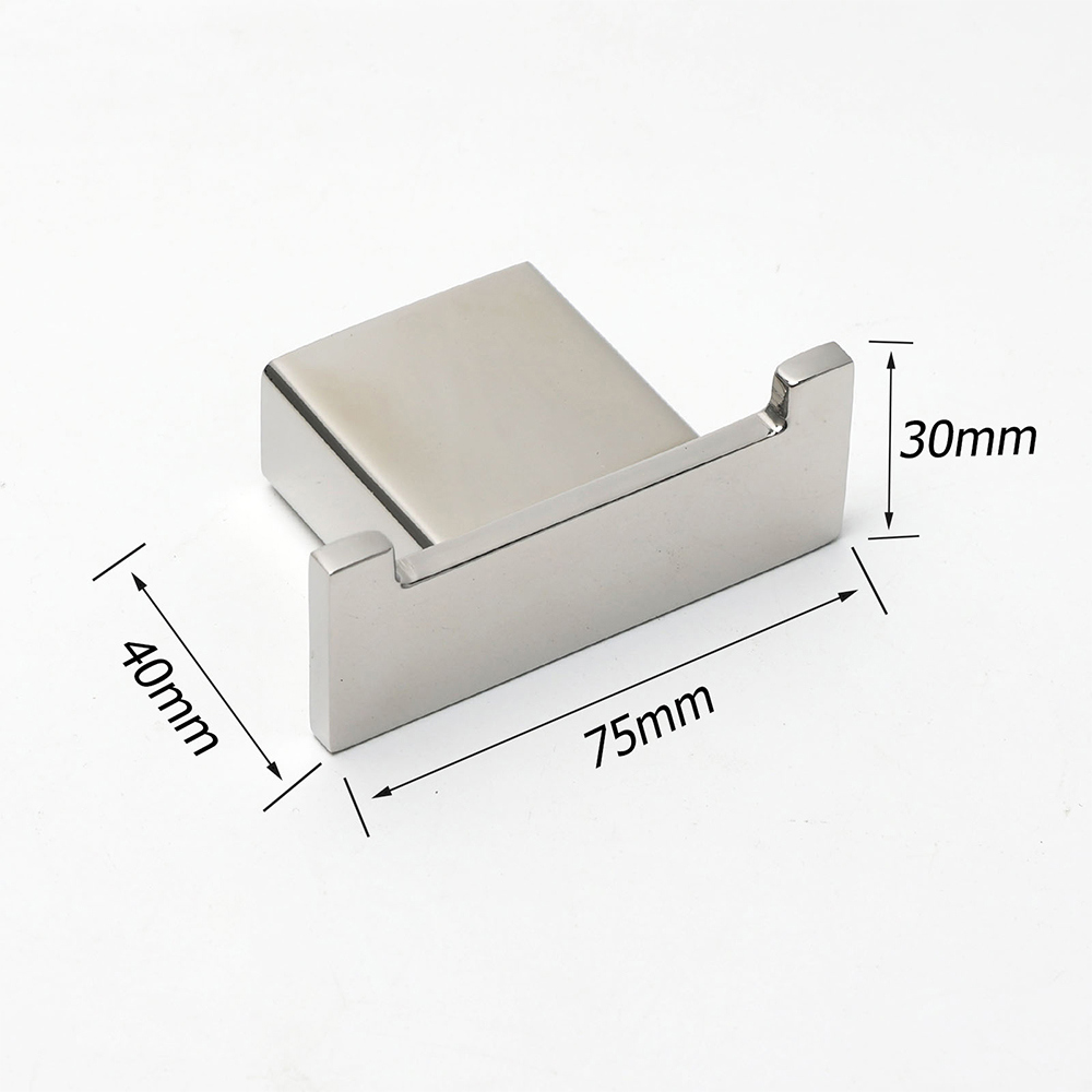 Chrome Square Robe Hook Clothes Towel Holder Bathroom Wall Mounted Hanger Kit - Image 2