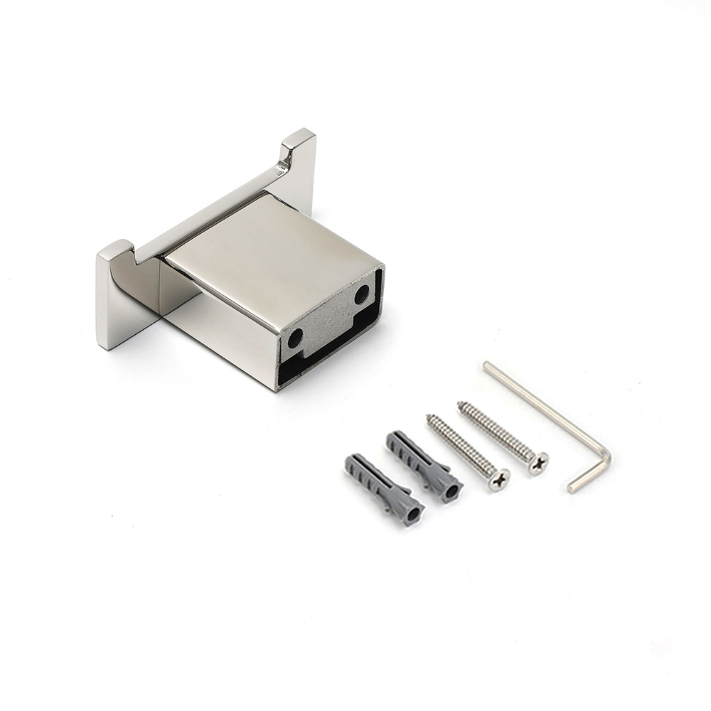 Chrome Square Robe Hook Clothes Towel Holder Bathroom Wall Mounted Hanger Kit - Image 4