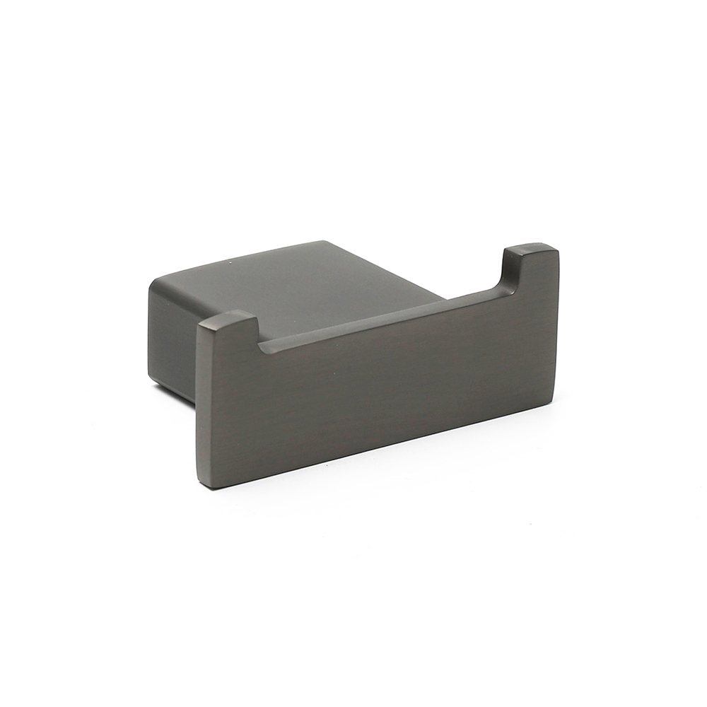Gun Metal Square Robe Hook Clothes Towel Rack Holder Wall Mounted Double Hanger - Image 1