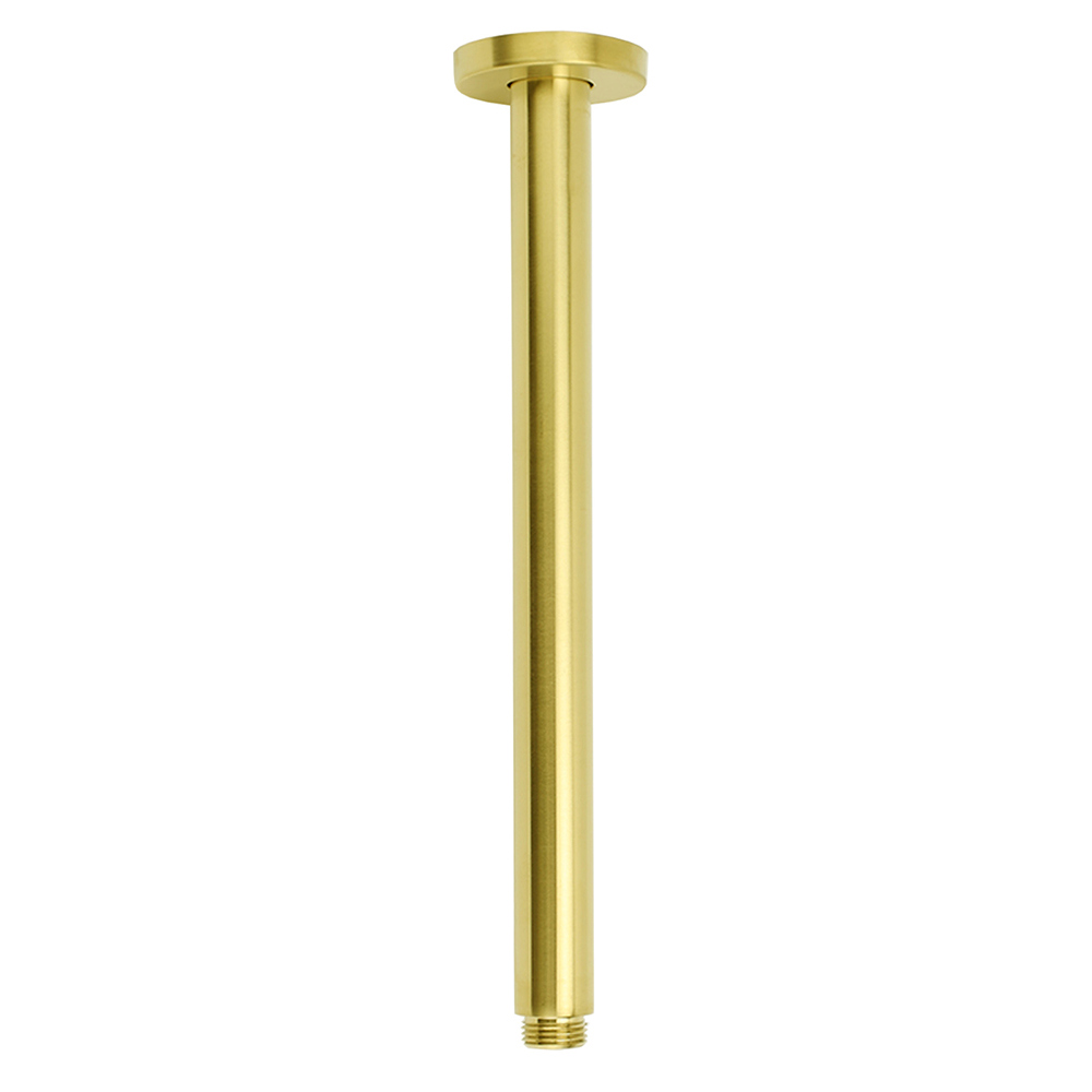 Brushed Gold Round 30cm Brass Shower Ceiling Extension Dropper Arm Bathroom Component - Image 1