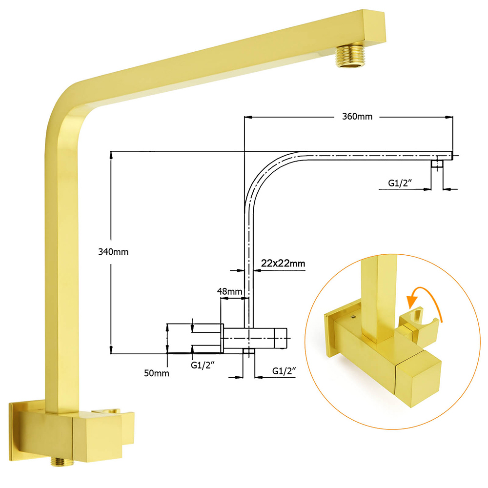 WELS Brushed Gold Twin Shower 12