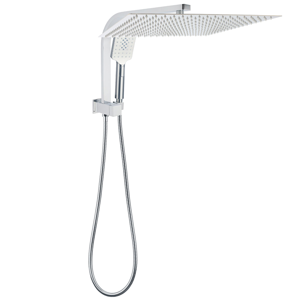 WELS Square Twin Shower Head Chrome 16