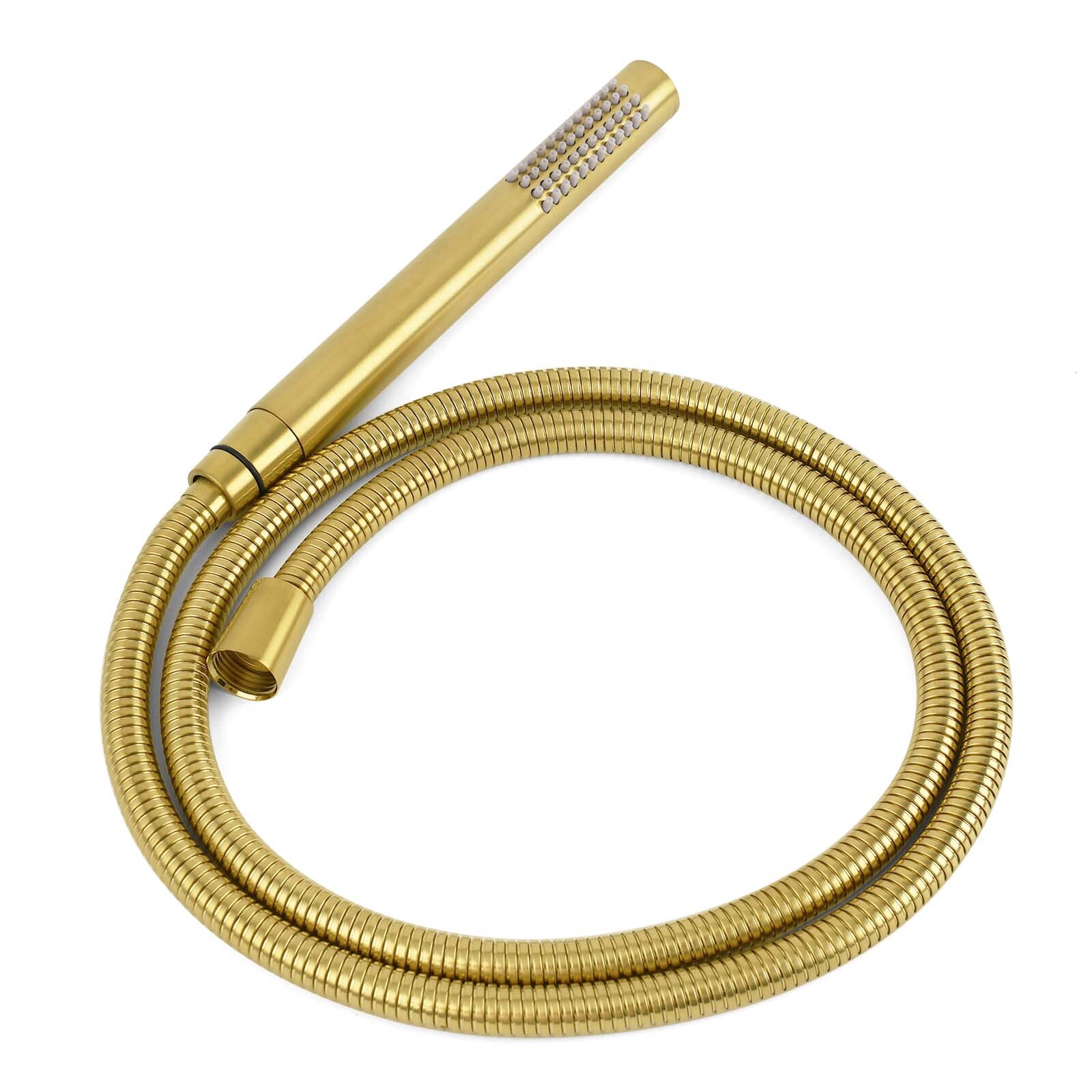 WELS Brushed Gold Round Dual Shower Head Set Diverter Wall Arm Single Mode Handheld Small Face Mixer - Image 7