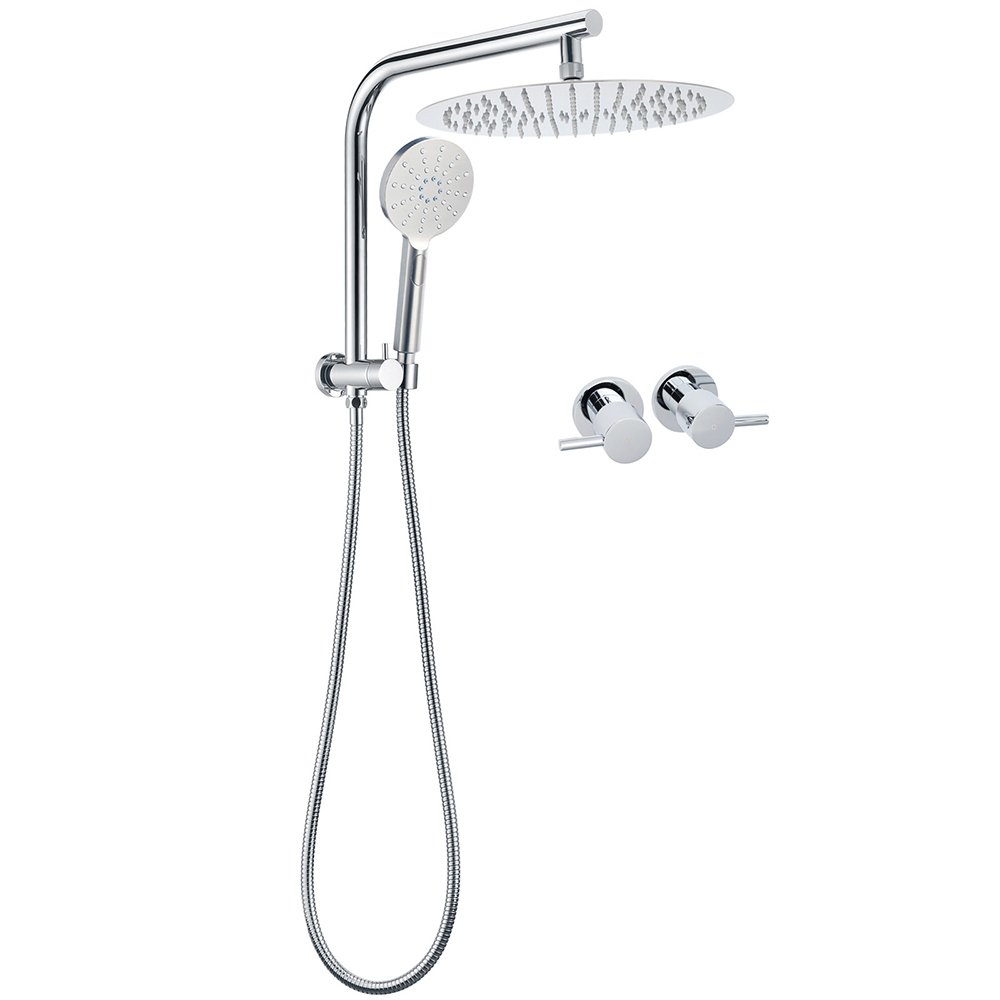 WELS Chrome Double Round Shower Head Set 12