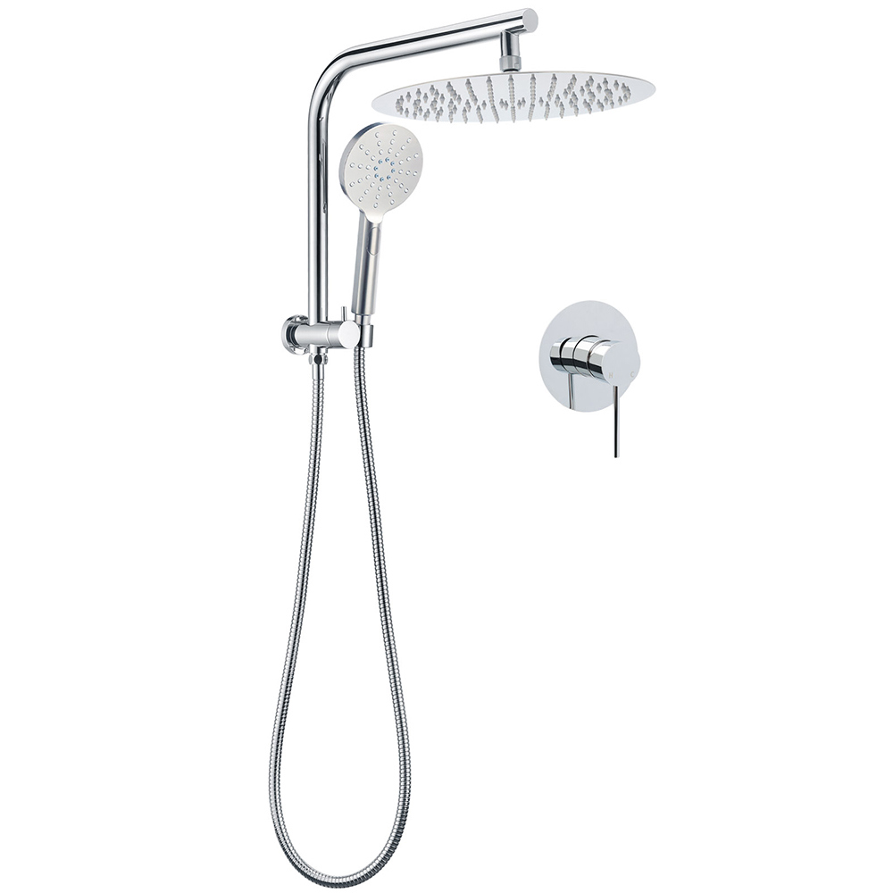 WELS Chrome Double Round Shower Head Set 12