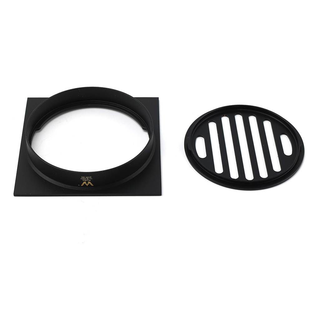 Black Bathroom 110mm Small Square Shower Grate Floor Drain 95mm Outlet Watermark - Image 4
