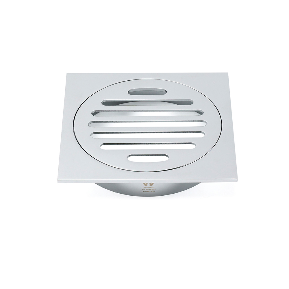 Chrome Stainless Steel 110mm Small Square Shower Grate Floor Drain 95mm Outlet - Image 1