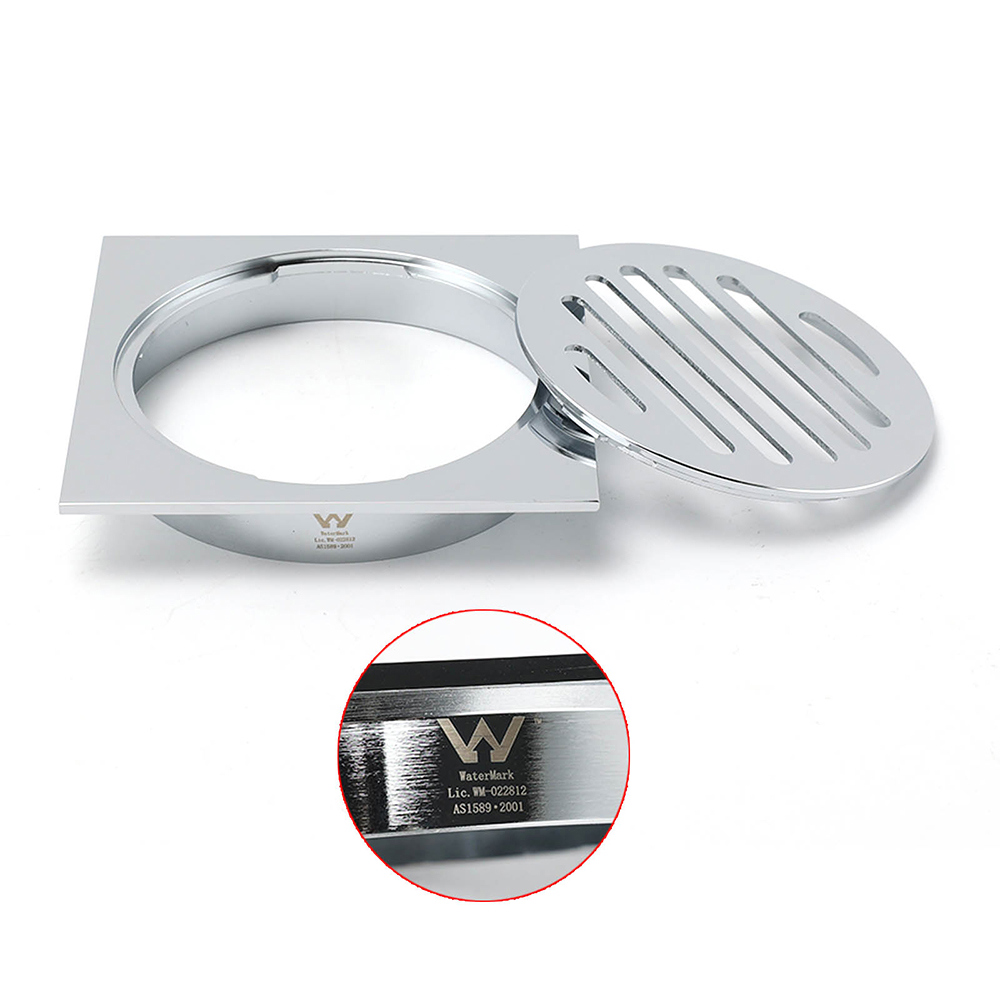 Chrome Stainless Steel 110mm Small Square Shower Grate Floor Drain 95mm Outlet - Image 3