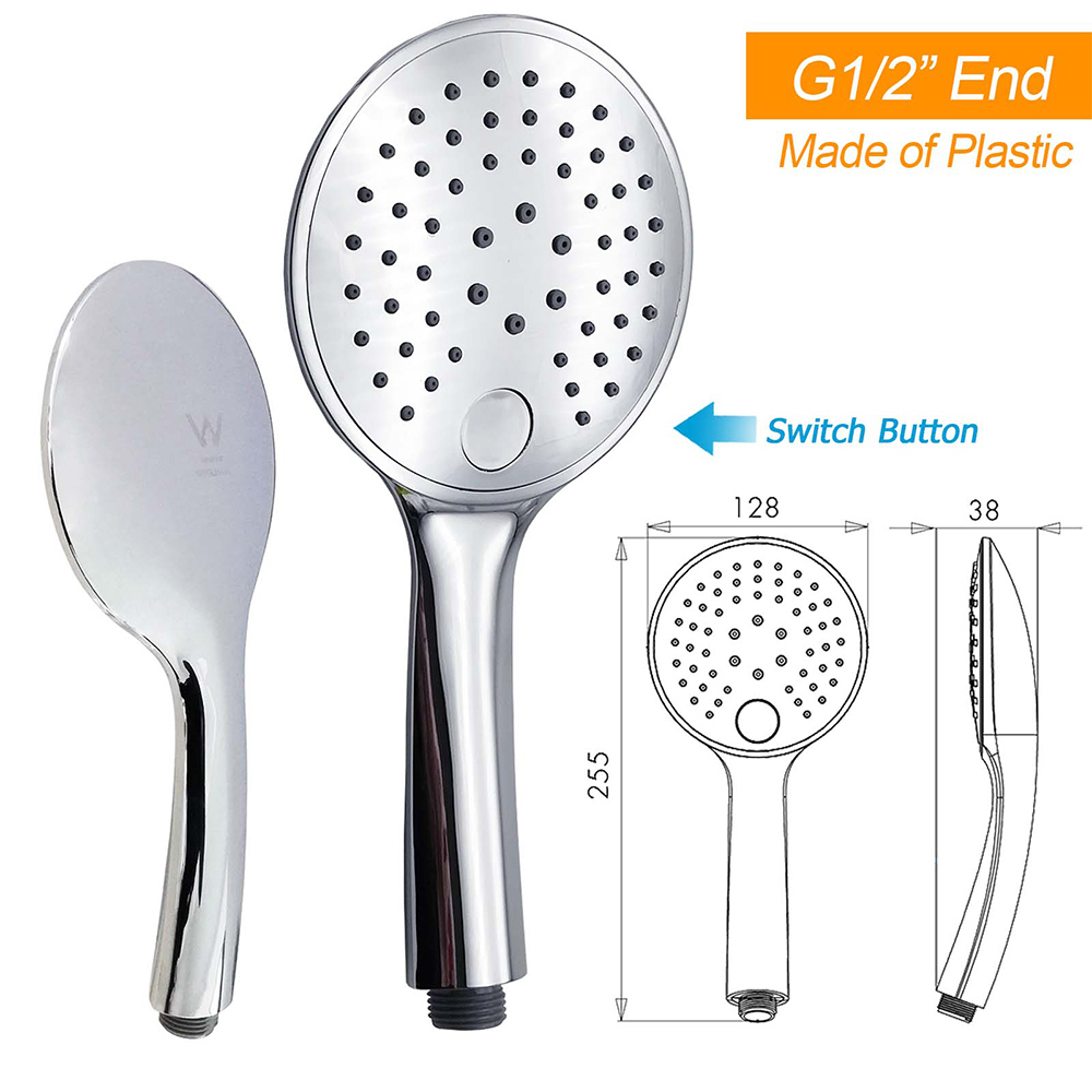 250mm Rain Shower Head Round Handheld Sliding Rail Diverter Arm 2in1 Set Chrome - Image 8