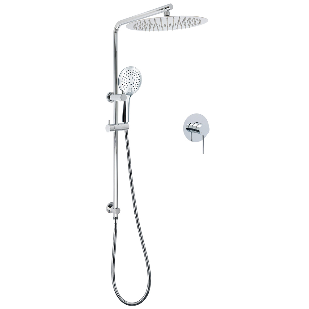 WELS Round Shower Head Handheld Sliding Rail Arm Chrome 12