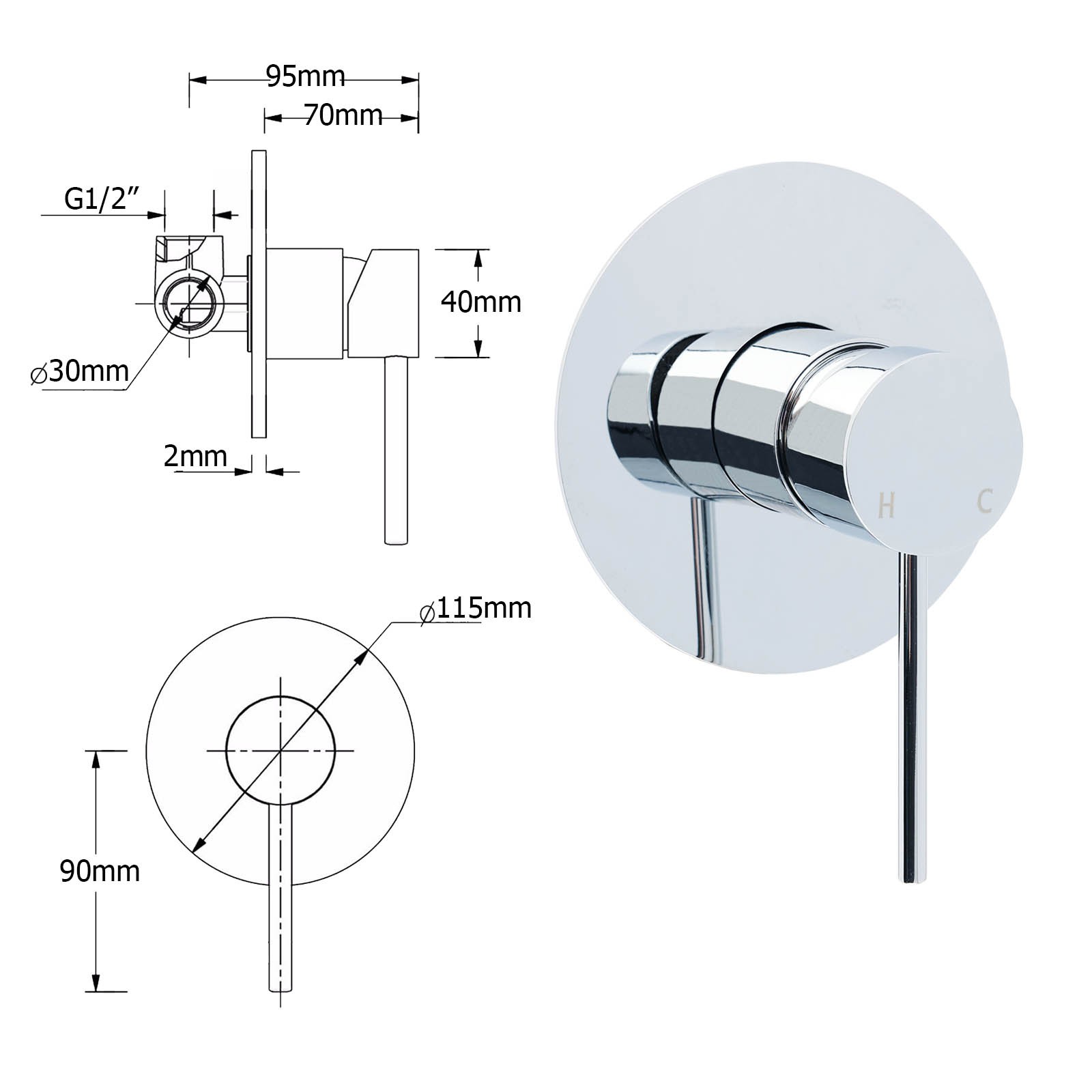 WELS 2 In 1 Shower Head Set Sliding Rail 3 Mode Handheld Arm 10