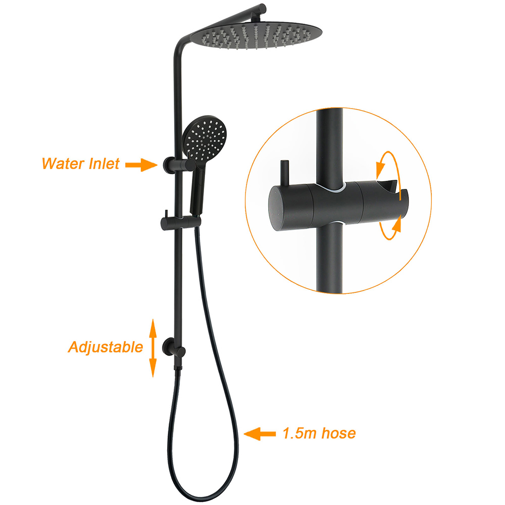 WELS Matt Black Dual Shower 12