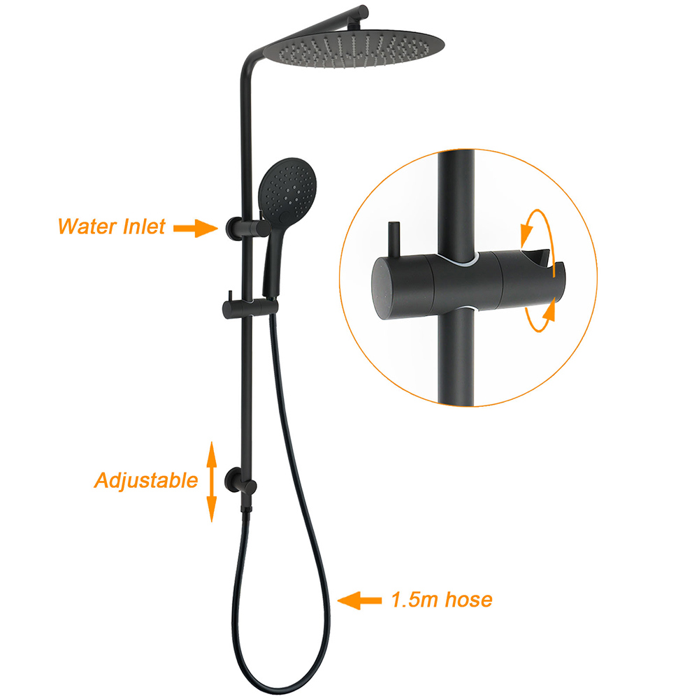 Matt Black Shower Set 12