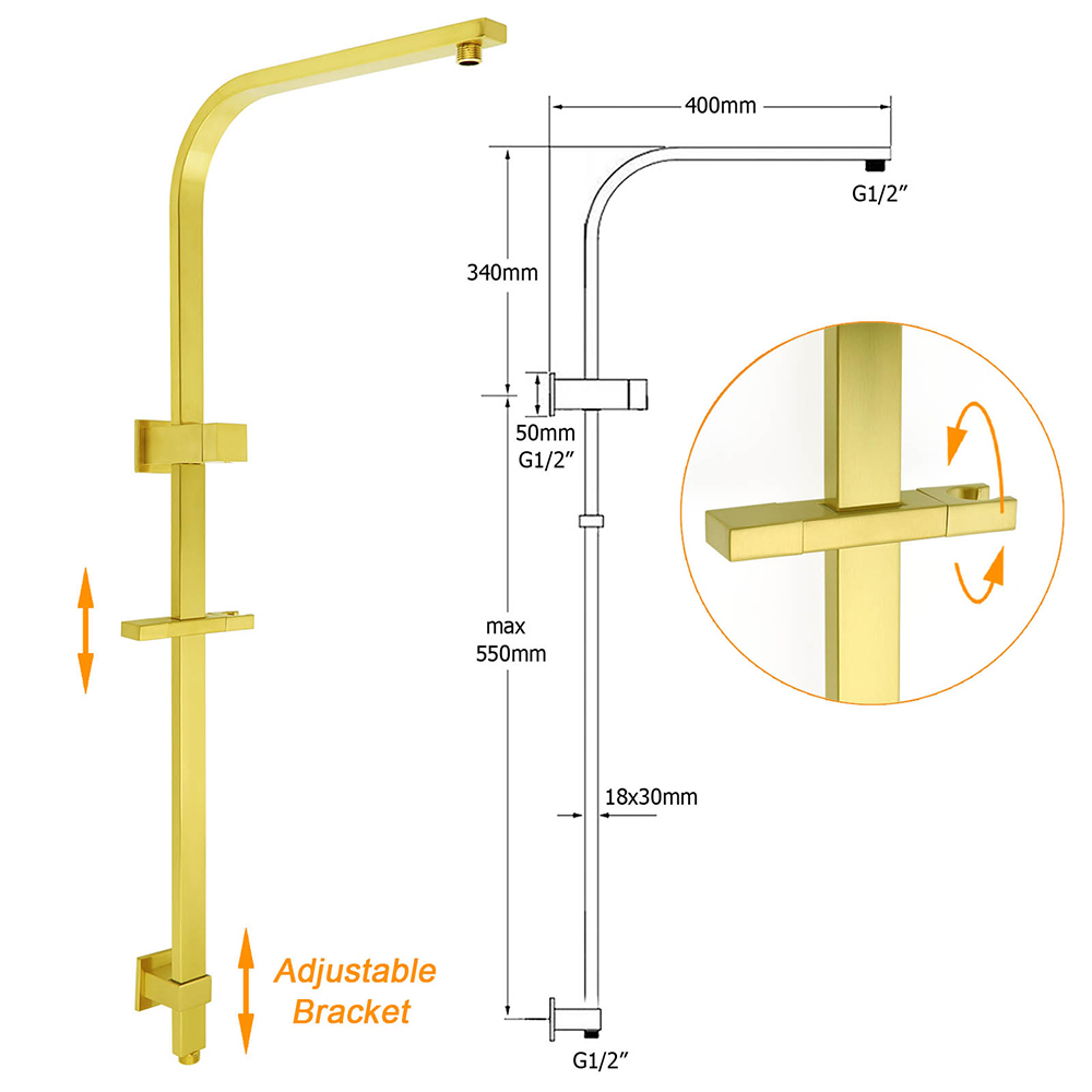 WELS Brushed Gold Square Shower 10