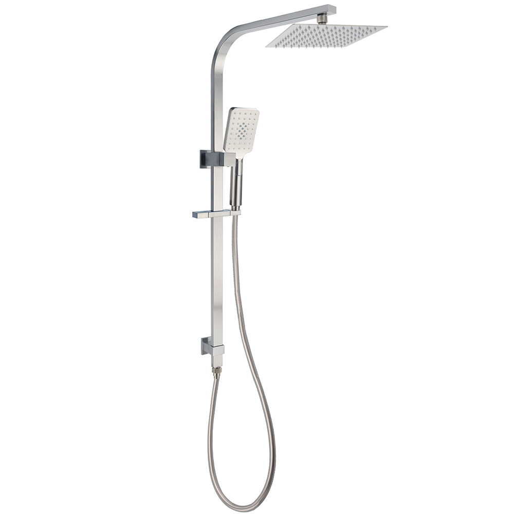 Brushed Nickel Square Twin Shower Set 8