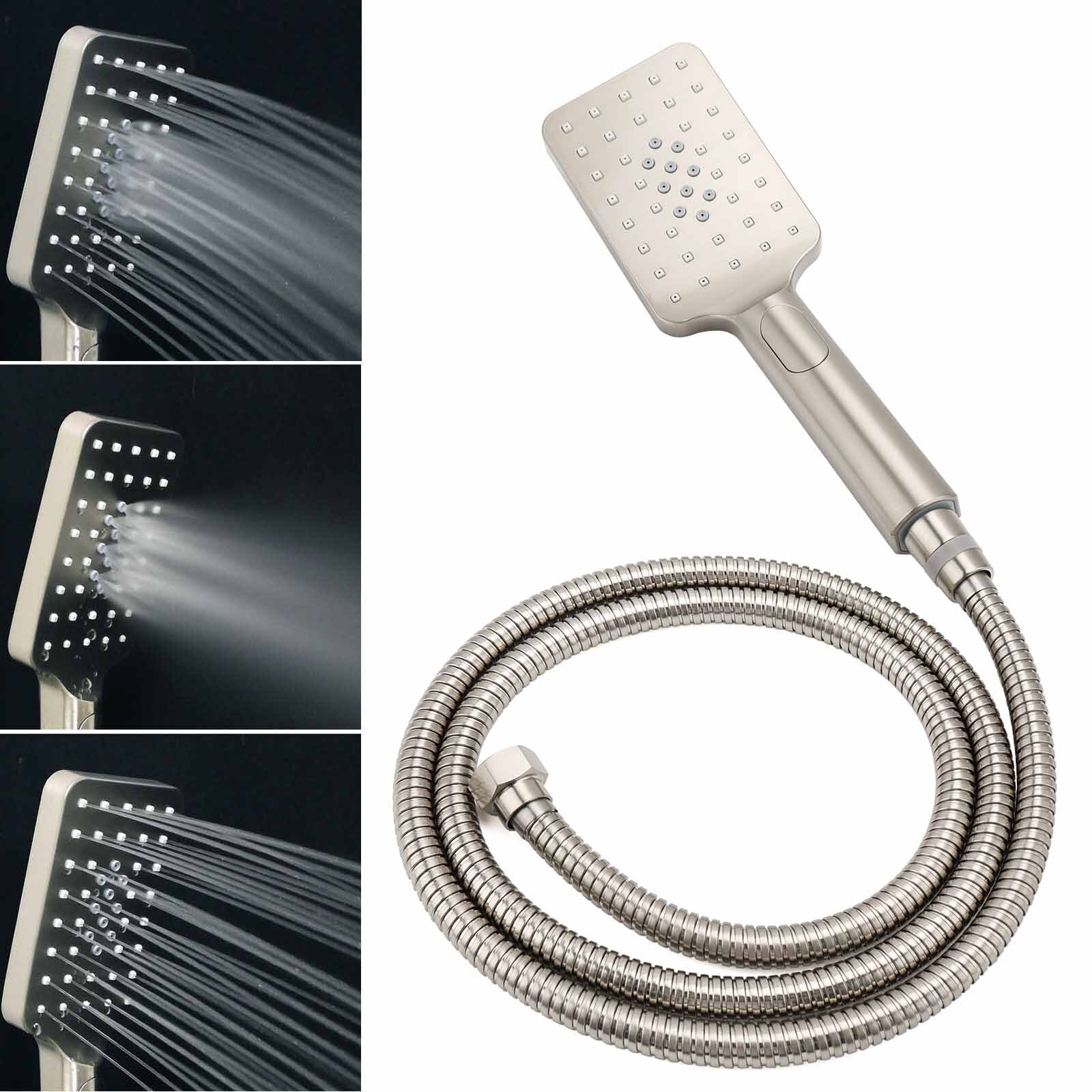 Brushed Nickel Square Twin Shower Set 8