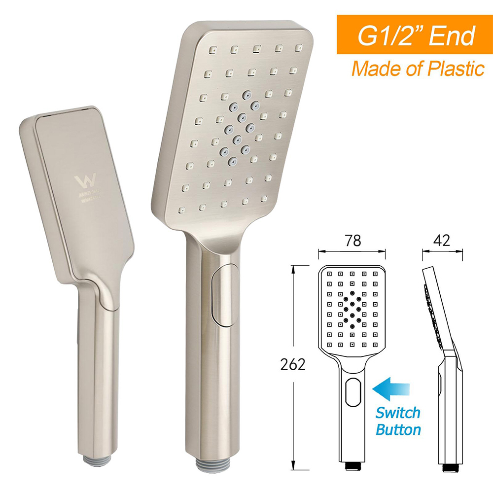 Brushed Nickel Square Twin Shower Set 8