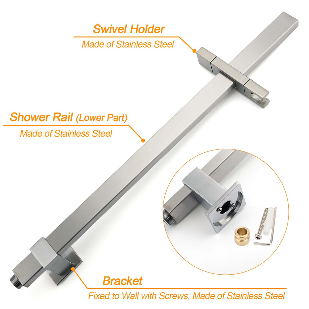 Brushed Nickel Square Twin Shower Set 8