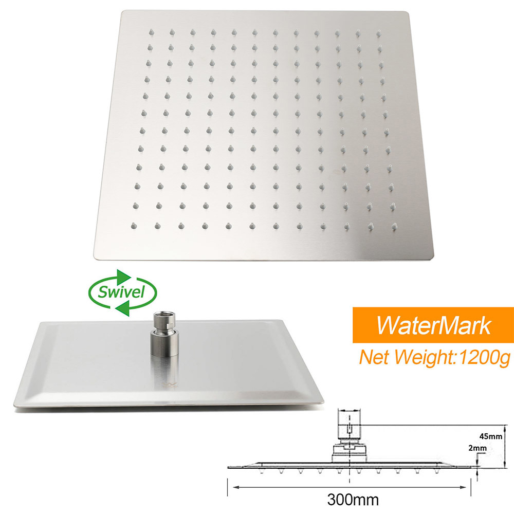 Brushed Nickel Square 2in1 Shower Set Large 12