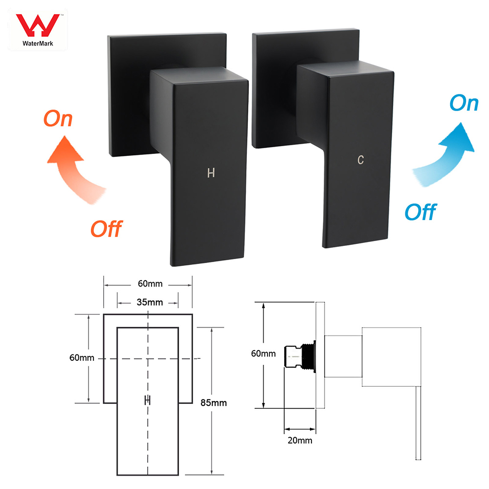 Matt Black Square Twin Shower Set 8