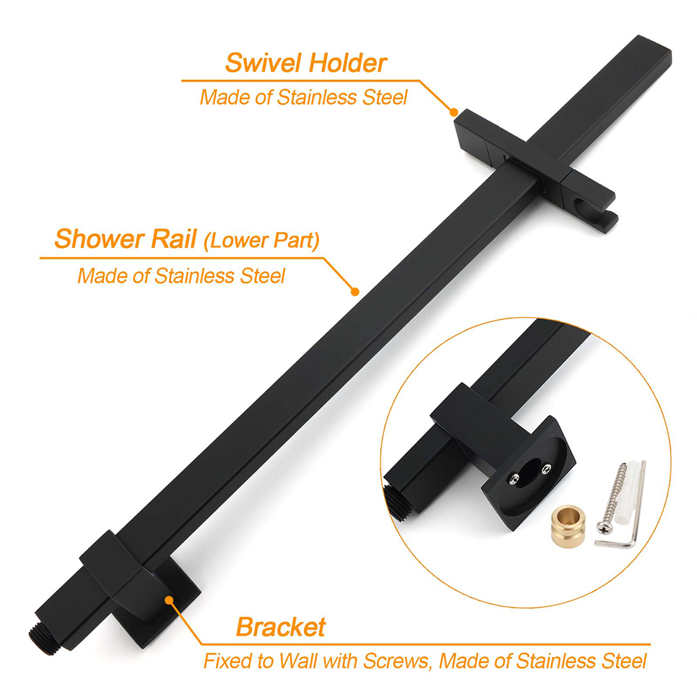 Matt Black Square Twin Shower Set 8